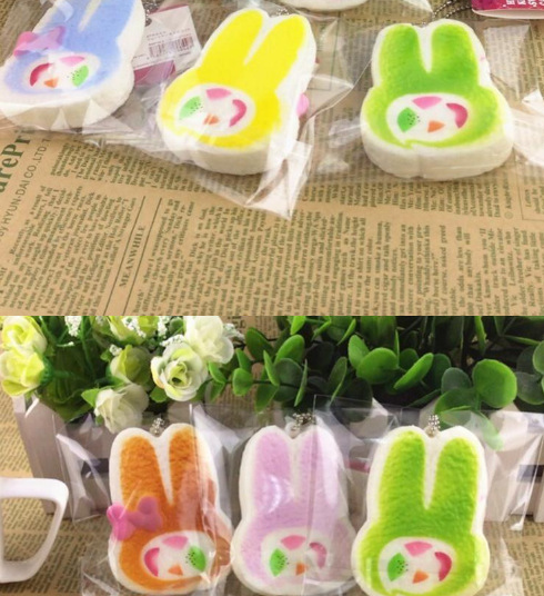 美味诱惑日式卡通兔子头蛋卷土司手机挂件squishy 软