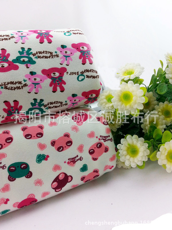 针织布料 印花布TR布 宝宝服装哈衣布料三角口