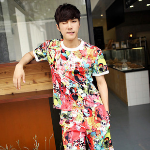 批发采购男式T恤-品牌男装夏季男士迷彩短袖套