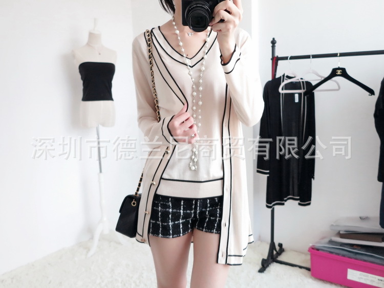 发采购<em>女式</em>针织衫-2014秋小香长款针织<em>开衫</em>薄