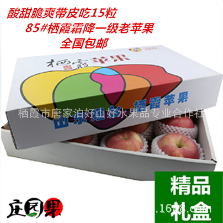85#8斤苹果礼盒 烟台栖霞红富士苹果 新鲜水果 产地直销批发团购