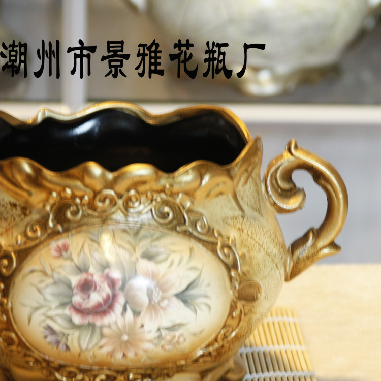 【树脂花瓶厂家专业生产欧式陶瓷JY22095秋色
