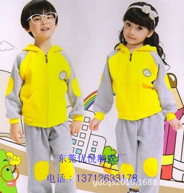 厂家 2014秋冬新款幼儿园园服 纯棉运动套装园