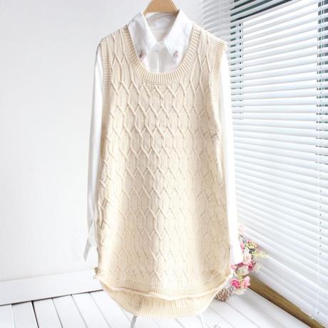 春装新款<em>韩版宽松大码</em>麻花长款纽扣<em>马甲</em>套头背