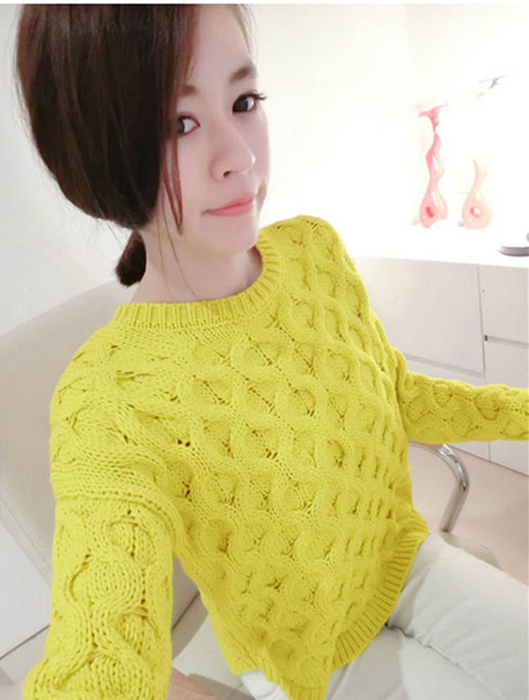 春装<em>短款修身</em>麻花新款<em>毛衣</em>女韩范女装圈圈套头