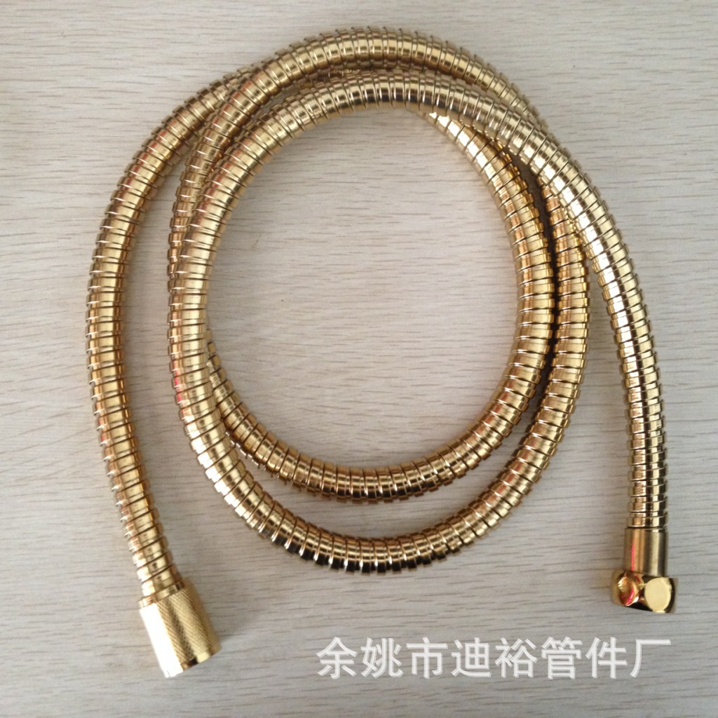 金色不锈钢双扣淋浴花洒连接软管厂家批发1.5