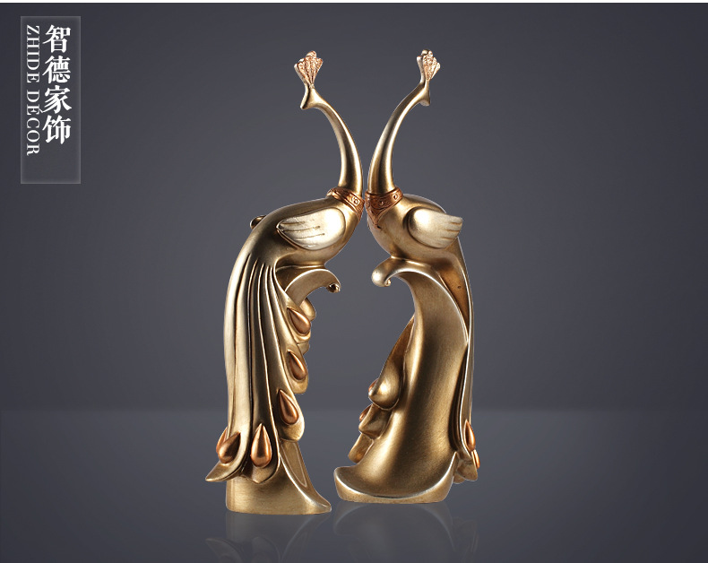 【孔雀书靠摆件家居饰品树脂工艺品软装饰品工