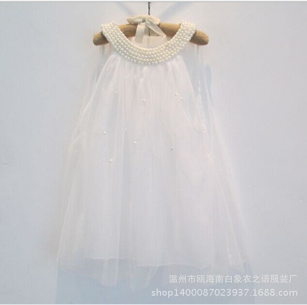 2014韩版童装<em>女童</em>珍珠领<em>超仙</em>夏季新款珍珠连