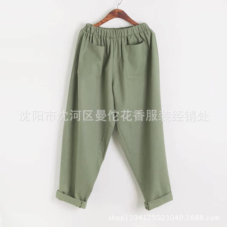 批发采购女式休闲裤-091喜墨特批 前口袋棉麻