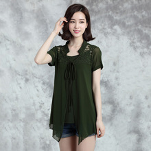 夏季雪纺衫_款式:二件套_领型:V字领_夏季雪纺