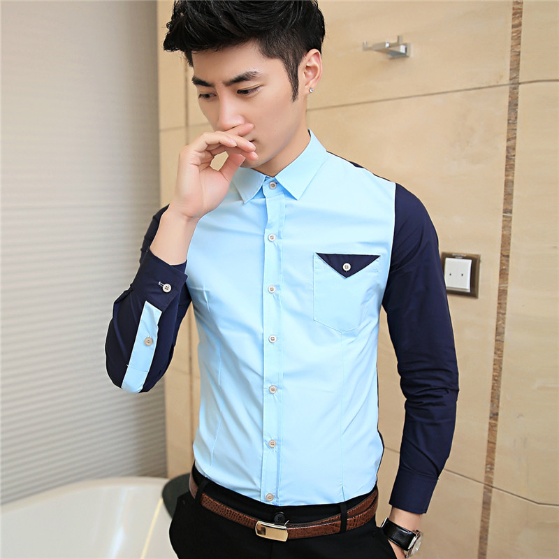 男士修身长袖衬衫,男士秋季长袖衬衫,男士长袖