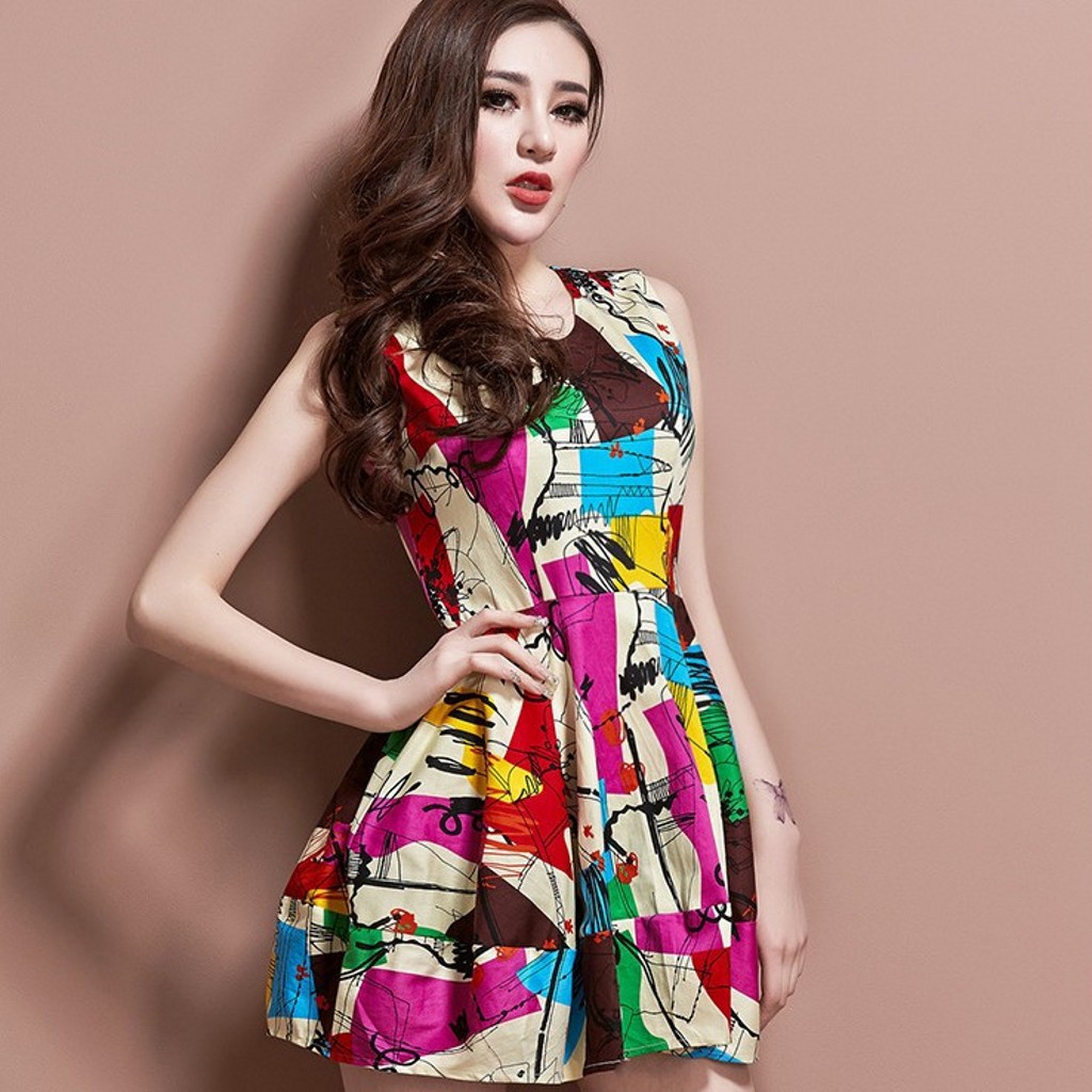 2014 <em>女装</em>春装欧美<em>明星</em>款个性涂鸦印花背心时