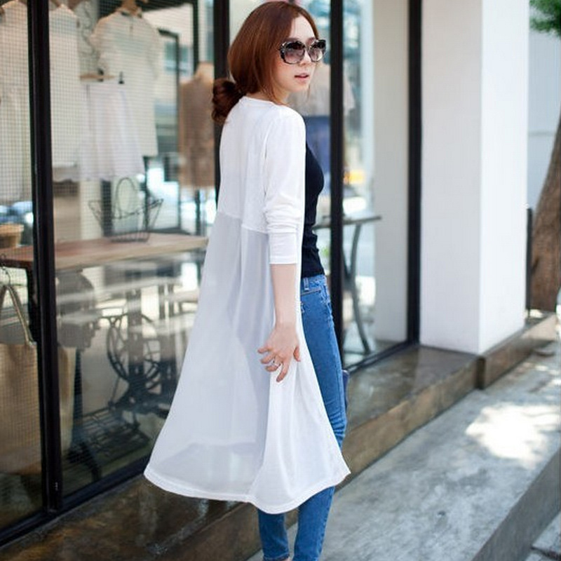 2014<em>防晒长款</em>风衣薄款<em>开衫</em> 长袖修身欧美风雪