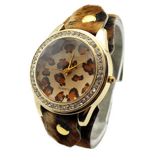 批发采购表-时尚新款豹纹装女生手表 创意毛皮