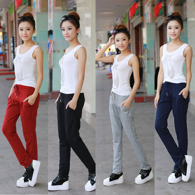 实拍2014春秋新款<em>女</em>大码长裤宽松哈伦<em>小脚裤</em>