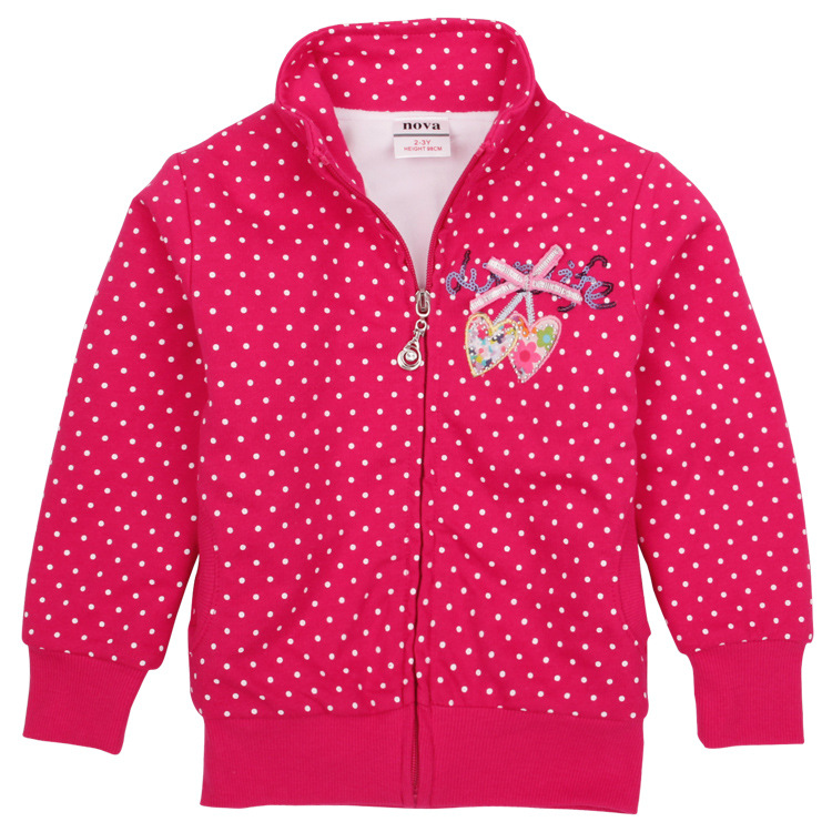 2014新春款<em>儿童薄外套</em> 女童碎花圆点图案拉链