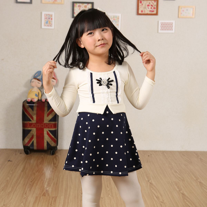 童装 女童2014新款春装 韩版公主长袖连衣裙套