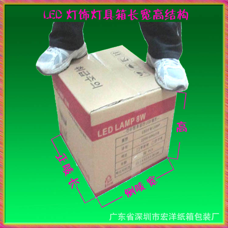 燈飾燈具產(chǎn)品紙箱紙盒包裝 1LED燈飾燈具紙箱正嘜側(cè)嘜印刷圖 長寬高分布圖片