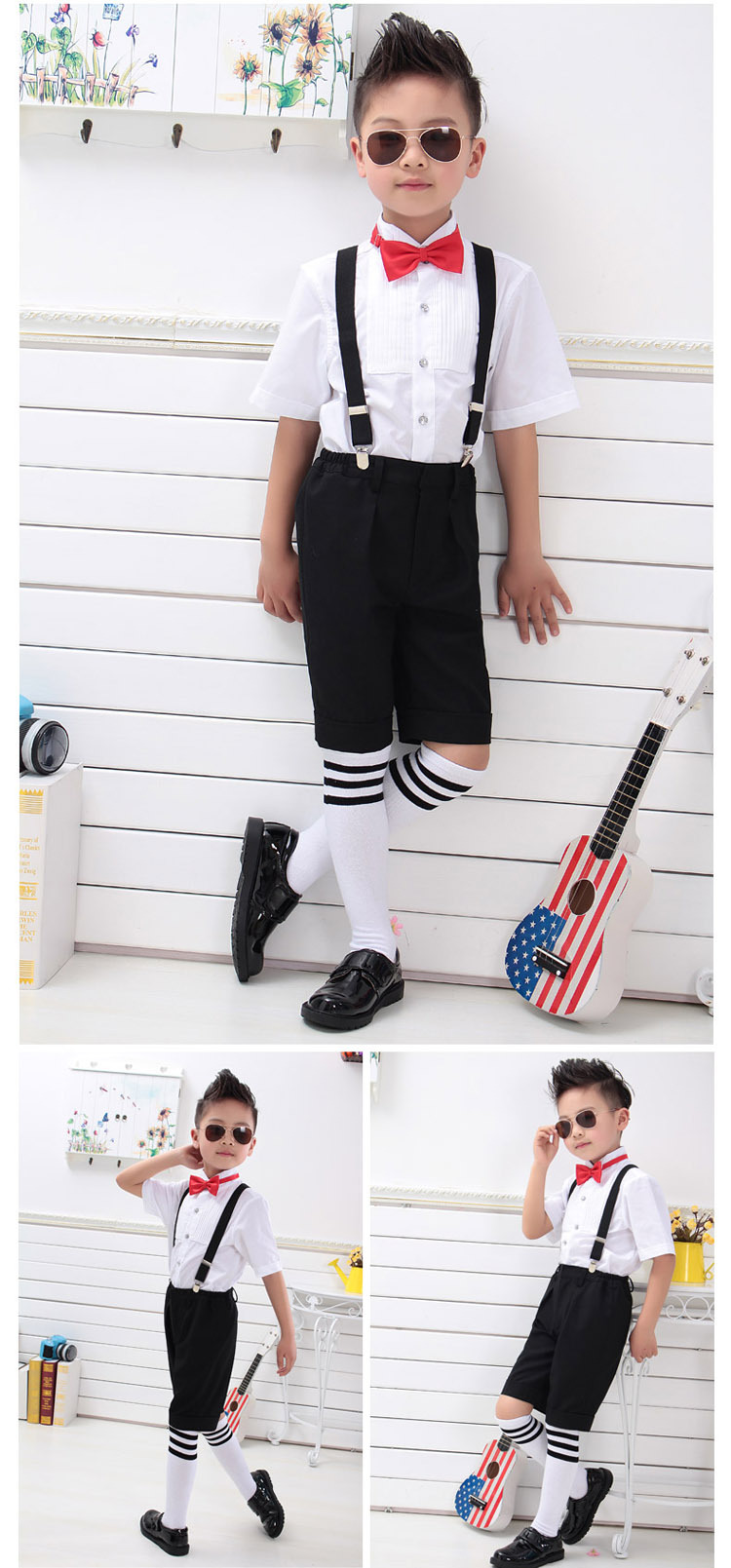 童礼服-2014新款<em>男童背带</em>西装<em>短裤</em>花童<em>夏季</em>礼