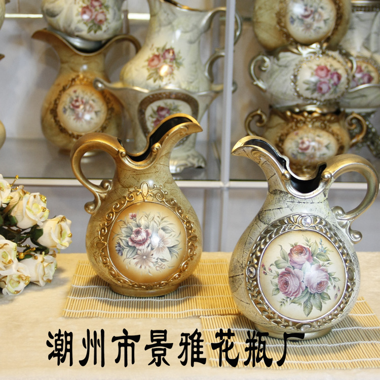 【树脂花瓶厂家专业生产欧式陶瓷JY22096秋色