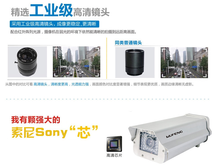 【五丰 高清模拟索尼摄像机专业照车牌 模拟红