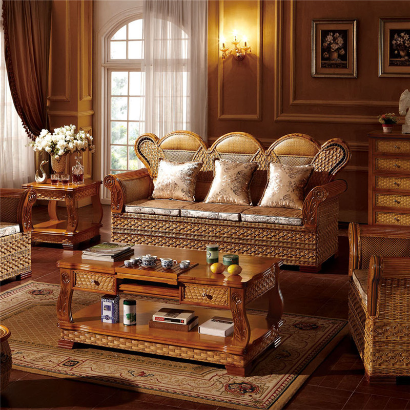 南藤 别墅高档沙发 会所奢华沙发组合 酒店沙发