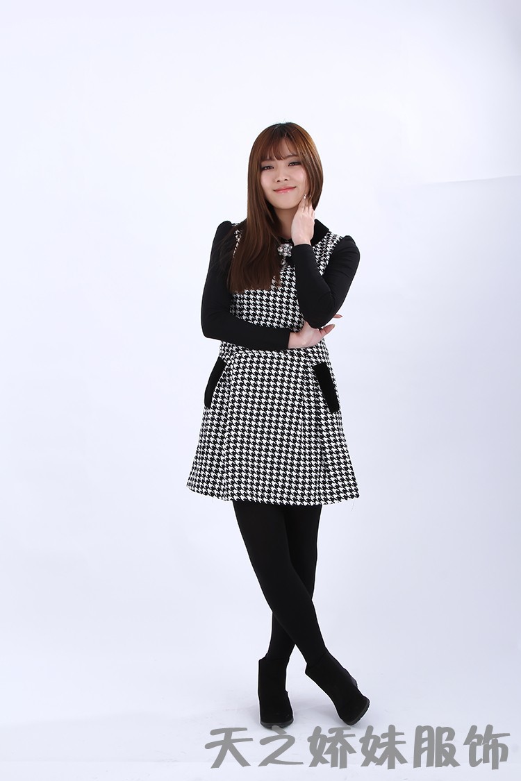 2014新款爆款韩版修身潮流小黑口袋打底裙 连