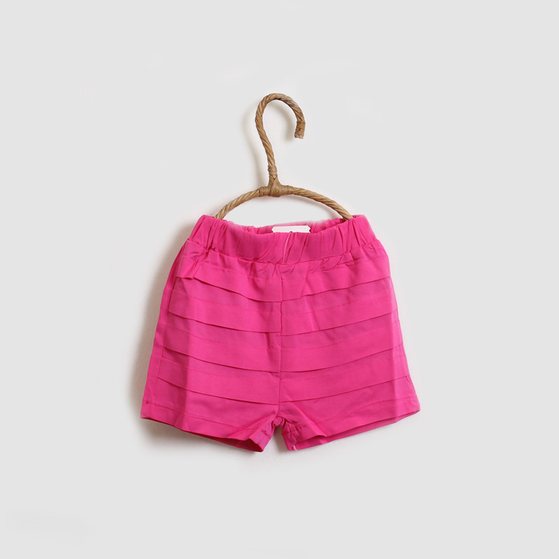 新款夏季童装 百搭款糖果色条布<em>裁剪女童</em>小短