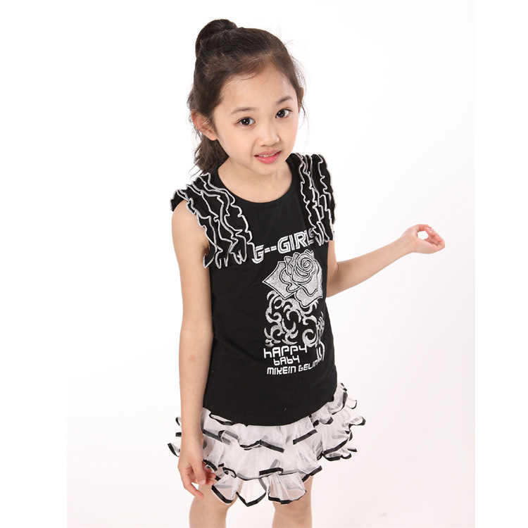2014夏款童装新品代销韩版中大童女童裙套装