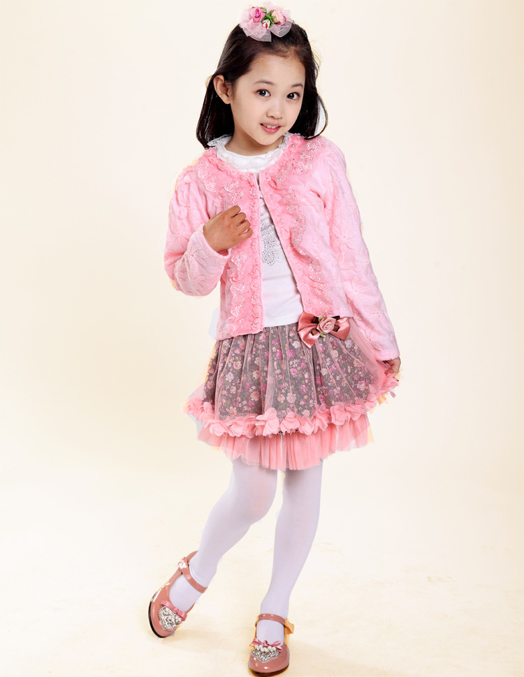 童装2014秋装新款韩版女童裙子三件套套装 图