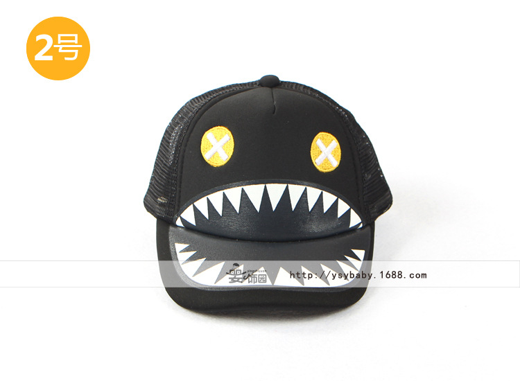 c501 2014夏季新款 韩版儿童大鲨鱼街舞嘻哈鸭舌网帽子批发