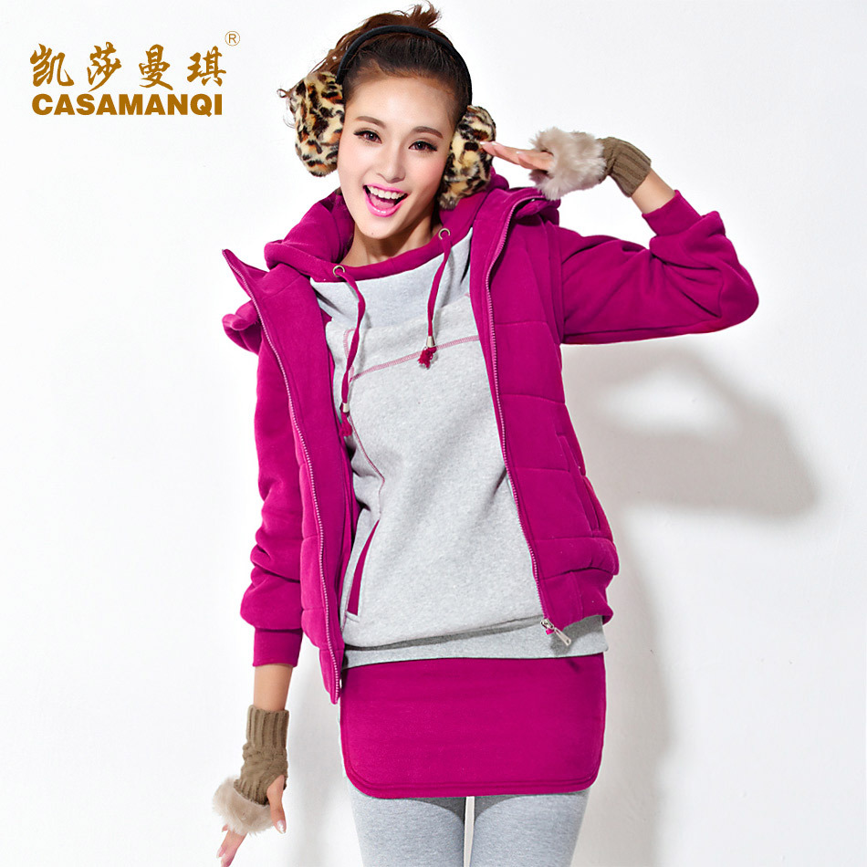 2014<em>冬季</em>女装抓绒加厚卫衣<em>裙装三件套</em>运动休