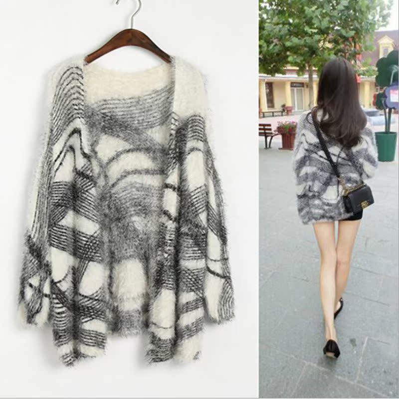 2014韩国新款超柔软马海毛针织衫<em>V领</em>纹理<em>毛衣</em>