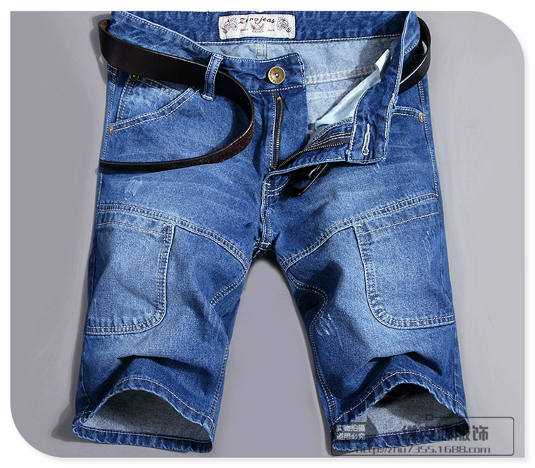 夏季薄款男式<em>牛仔短裤</em> 韩版潮流男士牛仔中裤