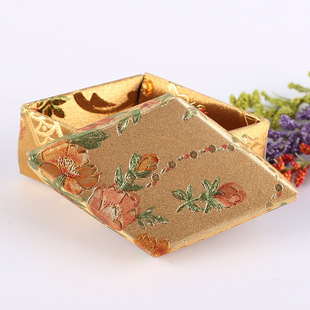 厂家直销高档绸布礼盒复古礼品盒天地盖菱形盒可订制定做花批发