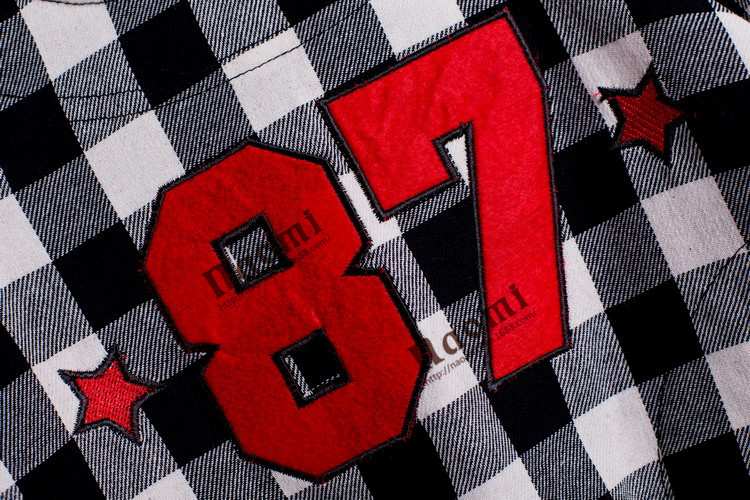 【2014秋款 韩版女童数字87格子长袖连衣裙 后