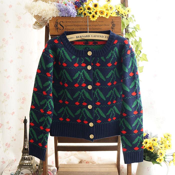 春装新款日系学院风复古毛衣<em>开衫针织</em>衫韩版 