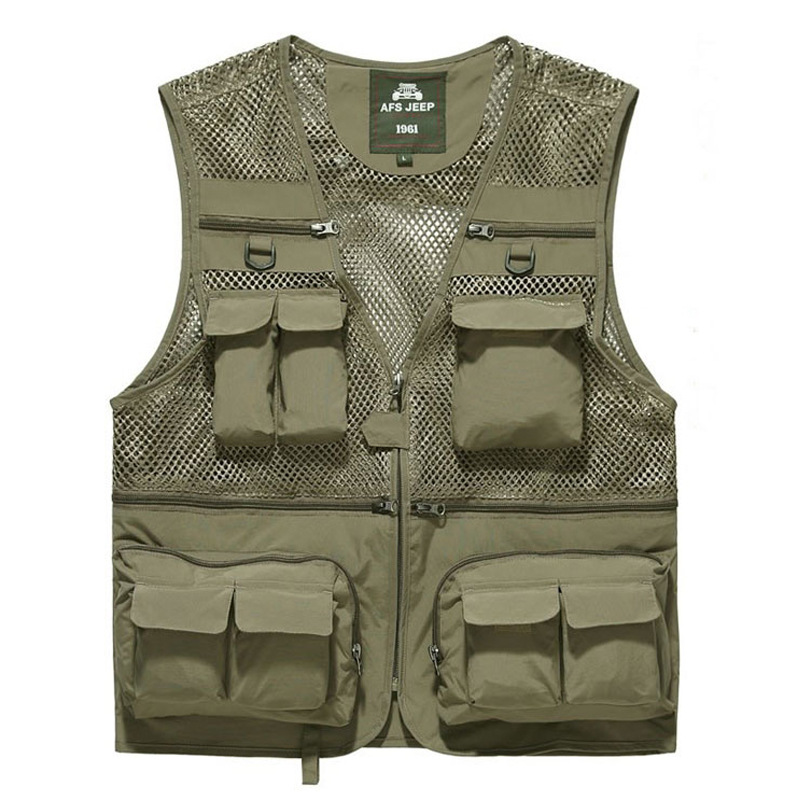 afs jeep网眼<em>马甲</em> <em>男式</em>夏季户外摄影<em>背心</em>加肥大