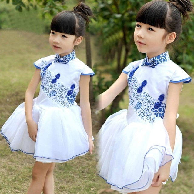 2014儿童夏装<em>女童连衣裙青花瓷</em>纱裙六一儿童