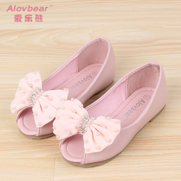 2014春夏新品小童鞋批发韩国女童蕾丝蝴蝶结公主单鞋鱼嘴鞋 D02-3