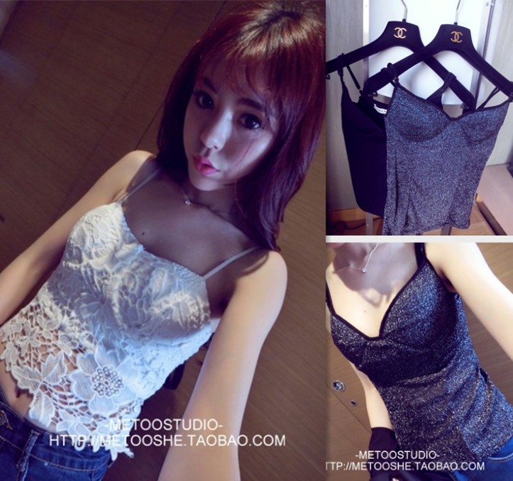 新款带胸垫<em>吊带</em>背心<em>莫代尔文胸</em>内衣/蕾丝款式