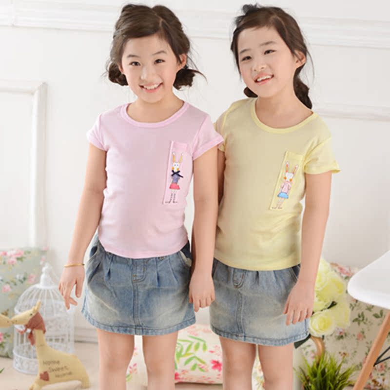 706822014春夏新款卡通<em>女童</em>背心<em>半袖</em> 品牌 韩