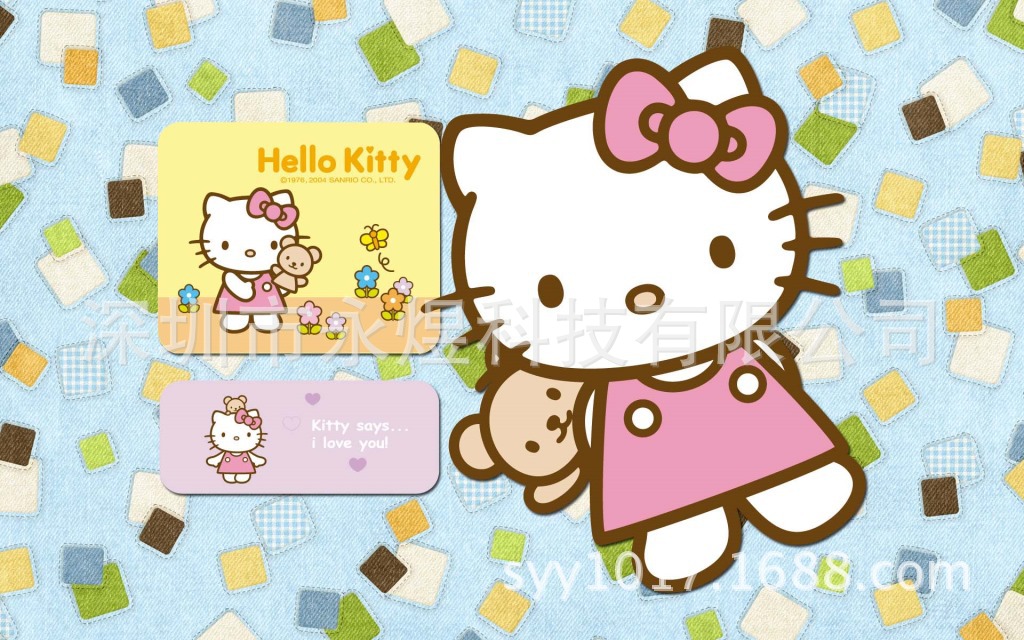 Kitty猫壁纸,凯蒂猫壁纸 全屏 儿童房用什么壁纸壁画好?可爱卡通hello kitty猫壁画零售批发