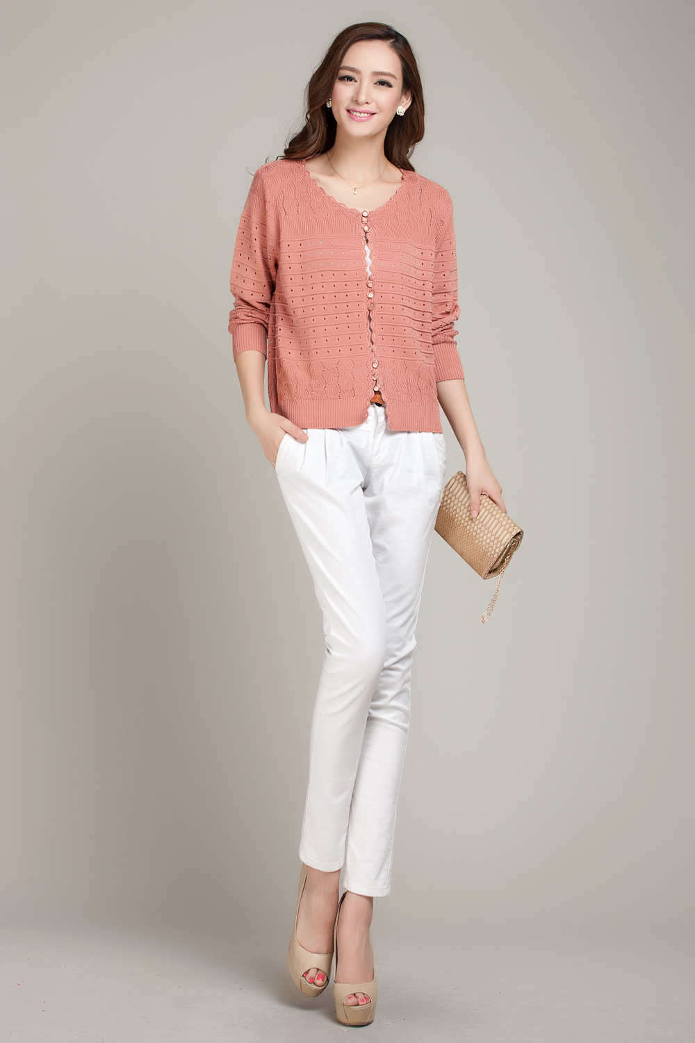 批发采购<em>女式针织衫</em>-2014款毛衣女 <em>开衫</em> 披肩