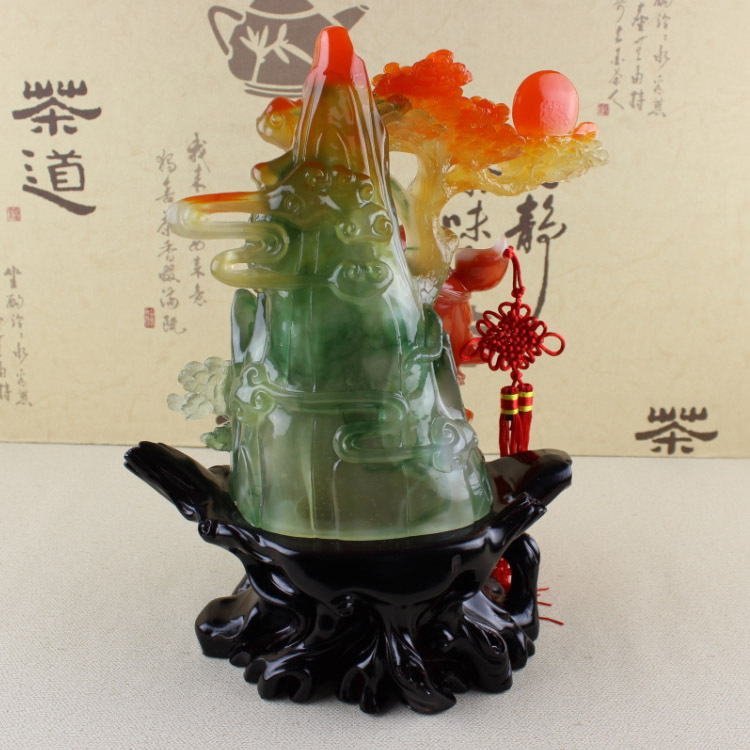 仿玉黄金袋吉祥风水树脂工艺品装饰摆件事业步步高升礼物