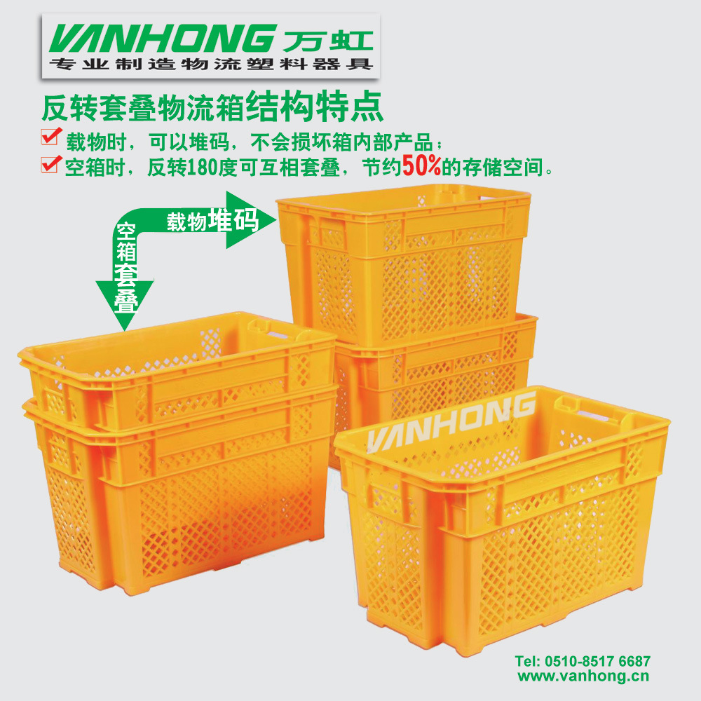 VNC反转套叠物流箱结构