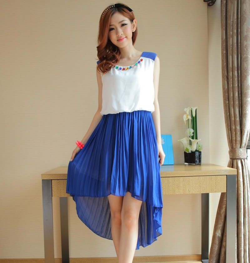 2014新款韩版燕尾下摆不规则<em>雪纺连衣裙</em> 品牌