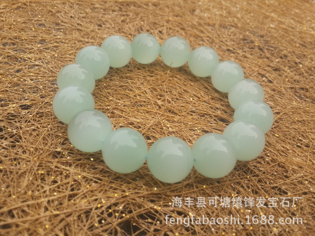 天然水晶阿富汗绿纹石手链葡萄绿带猫眼效应手链