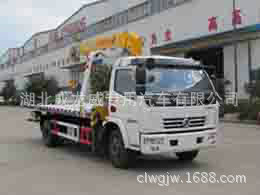东风多利卡带3.2吨吊机平板清障车带4吨吊机一拖二清障车22