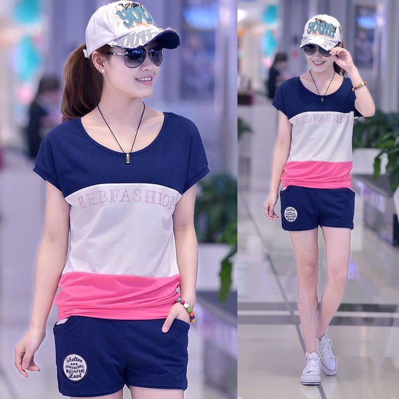 <em>短裤</em>版-<em>新款</em>春款休闲<em>套装女装</em>韩版短袖<em>T恤短裤</em>
